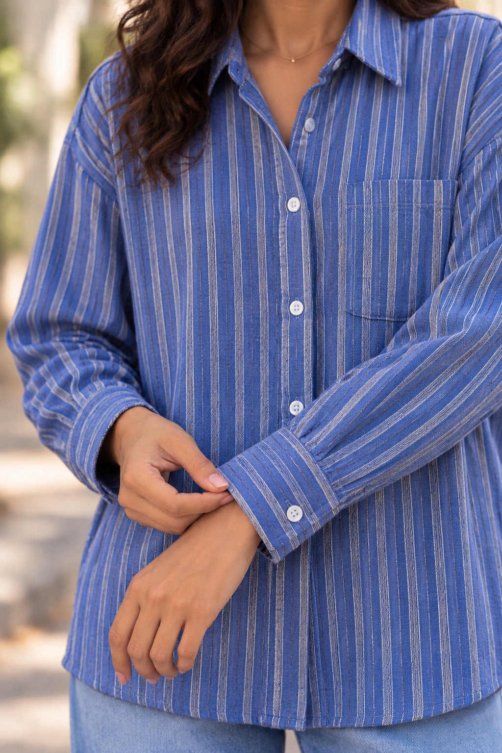 The Santorini Stripe Oversized Shirt