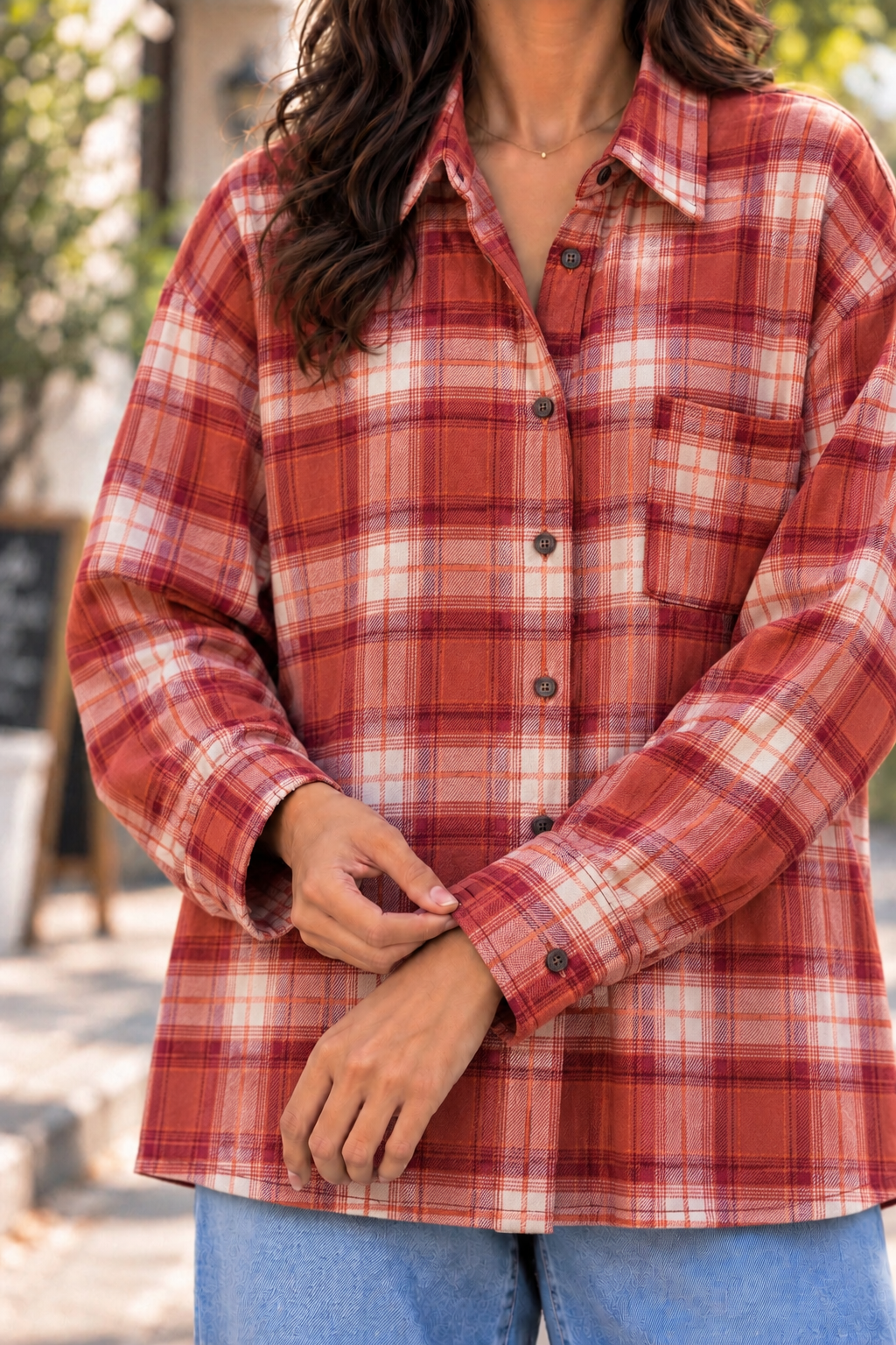 Peachwood Plaid Oversized Shirt