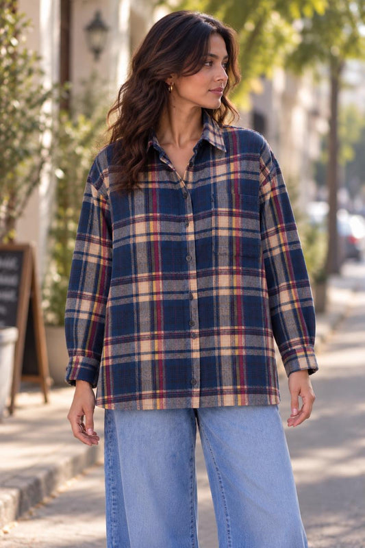 oversized blue checked shirt