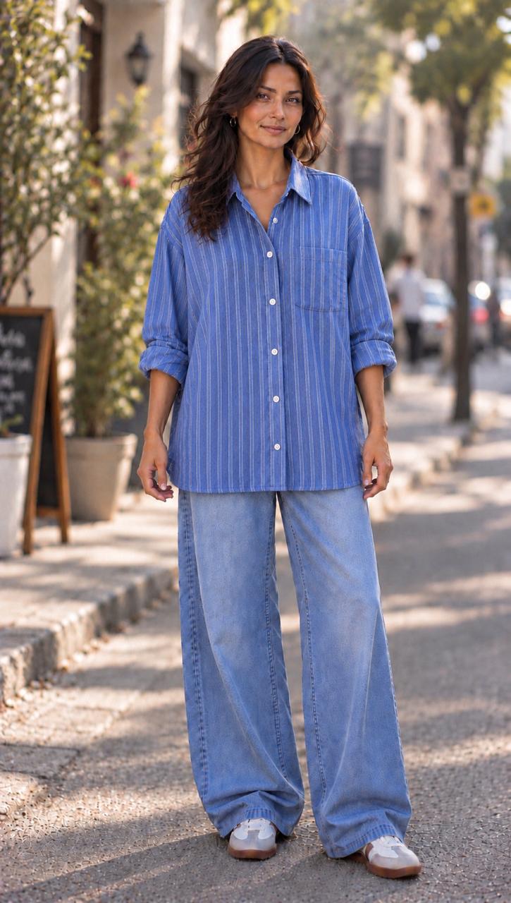 The Santorini Stripe Oversized Shirt